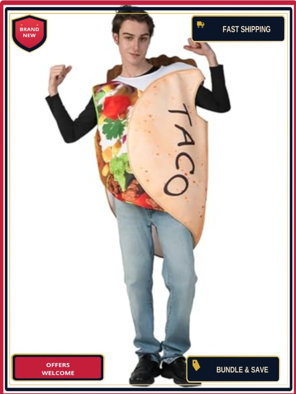 Adult Taco Halloween Costume Fun Food Cosplay Tunic One Size